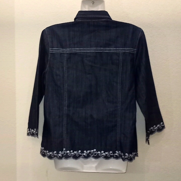 Christopher & Banks Denim Shirt with Dipped Scalloped Trim - Picture 6 of 13